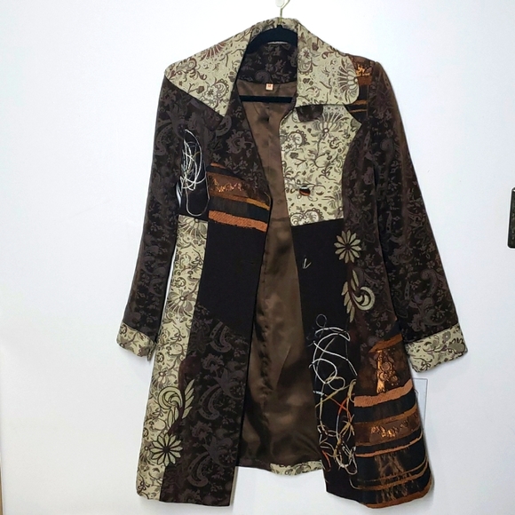 Paparazzi by Biz Jackets & Blazers - PAPPARAZZI Jaquard Mixed Media Coat Dress Long Sleeves Size M. NWT’s!